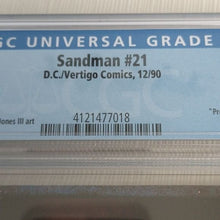 Load image into Gallery viewer, D.C. Vertigo Comics Sandman #21 CGC Graded 9.6 12/90 White Pages