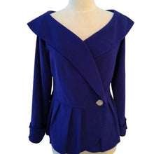 Load image into Gallery viewer, bmj Studio Deep Blue Purple Sweetheart Blouse Church Occasions, Size 8