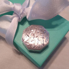 Load image into Gallery viewer, Vintage Sterling Silver Engraved Octagonal Pill Snuff Box
