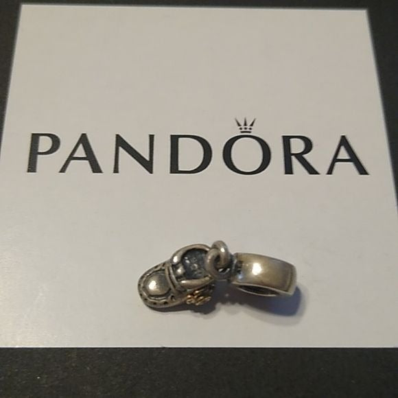 Pandora Two Tone Baby Girl Shoe 790403 Sterling Silver 14 kt Gold ALE