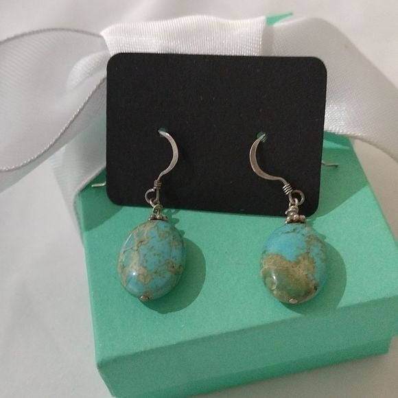 Sterling Silver+ Turquoise Earrings on French Wires