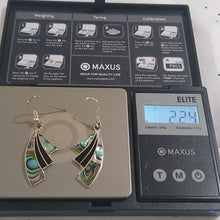 Load image into Gallery viewer, Alpaca Silver + Abalone Dangle Earrings, Mexico