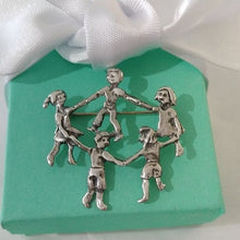 Load image into Gallery viewer, Vintage Sterling Silver Ring Around the Rosie, Circle of Friends Brooch Pin