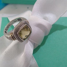 Load image into Gallery viewer, Sterling Silver 925 + 14k Prasiolite Ring, Size 7