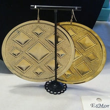 Load image into Gallery viewer, Gold + Fuchsia Large Round Earrings, 4"