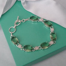 Load image into Gallery viewer, Green Apetite + Sterling Silver Chain Toggle Bracelet, up to 8"