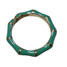 Load image into Gallery viewer, Vintage Enamel Silvertone Bamboo Bangle Bracelet Hinge Opening