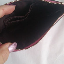 Load image into Gallery viewer, Coach Corner Zip Wristlet in Metallic Crossgrain Leather, SV/ Metallic Blush