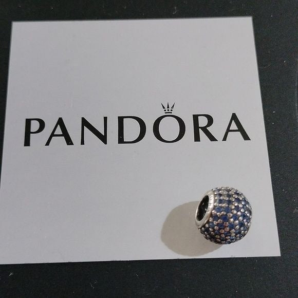 Pandora Sterling Silver Pave Lights Bead w/ Blue Nano Crystal- 791051NCB