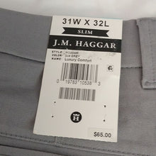 Load image into Gallery viewer, J.M. Haggar Luxury Comfort Slim Fit Stretch Chino Slacks Pants, Grey, 31W x 32L