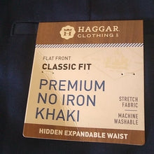 Load image into Gallery viewer, Haggar Flat-Front Classic Fit Premium No Iron Khaki Pants, Dark Navy, 42W x 30L