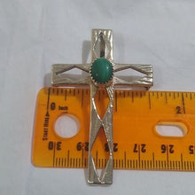 Load image into Gallery viewer, Sterling Silver+ Malachite Openwork Cross Pendant / Brooch Pin