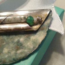 Load image into Gallery viewer, Vintage Signed Submarine Paperworks Mixed Media + Sterling Silver Beaded Brooch