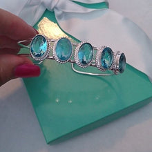 Load image into Gallery viewer, Blue Topaz+ Sterling Silver 925 Bangle Bracelet