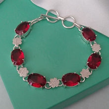 Load image into Gallery viewer, Red Garnet + Sterling Silver Chain Toggle Bracelet, up to 8"