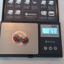 Load image into Gallery viewer, Navajo Carnelian + Sterling Silver Post Earrings, marked EC