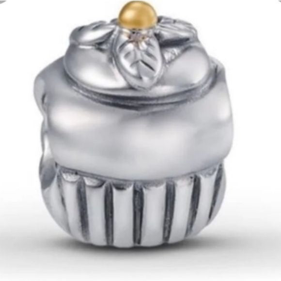 925 + 14 kt gold Cupcake Charm 790417 ALE Sterling Silver