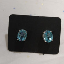 Load image into Gallery viewer, Large Blue Topaz 925 Stud Earrings