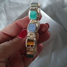 Load image into Gallery viewer, 925 Sterling Silver Taxco Bracelet w/ Multicolor Stones 7.5&quot; Heavy Chunky Mexico
