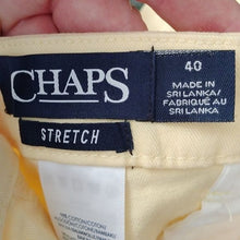 Load image into Gallery viewer, Chaps Men’s Flat Front Stretch Shorts Yellow 100% Cotton Washed Twill Chino, 40"