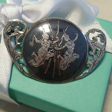 Load image into Gallery viewer, Vintage Siam Silver Niello Dancing Couple Brooch Pin