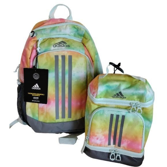 Adidas Creator 2 Backpack + EXCEL 2 Lunch Bag Set, Stonewash Rainbow