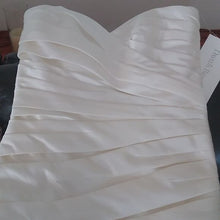 Load image into Gallery viewer, David's Bridal Strapless Satin A- Line Wedding Dress w/Ruching, MB3651, Ivory, 4