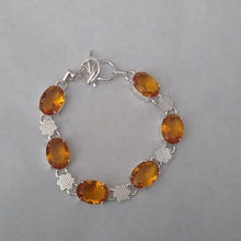 Load image into Gallery viewer, Citrine + Sterling Silver Chain Toggle Bracelet, up to 8"