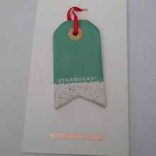 Load image into Gallery viewer, Starbucks Peace + Love Gift Tag Ceramic Christmas Tree Ornament