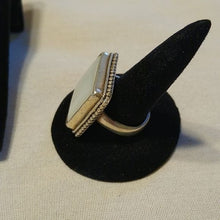 Load image into Gallery viewer, Sterling Silver + Mother of Pearl Oval Pendant and Square Statement Ring