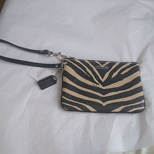 Load image into Gallery viewer, Coach F51099 Zebra Print Small Wristlet, SV/Black