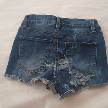 Load image into Gallery viewer, Skinny Fries Stretch Denim Cutoff Jean Shorts with Ric Rac, Size 3