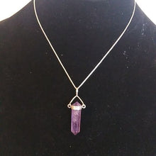 Load image into Gallery viewer, Amethyst Hexagon Point 925 Pendant on 16" Italian 925 box chain Healing Recovery