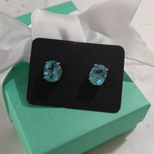 Load image into Gallery viewer, Large Blue Topaz 925 Stud Earrings