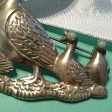 Load image into Gallery viewer, Vintage Silver Mama Duck + 3 Ducklings with Turquoise Eyes Brooch Mexico, 11.65g
