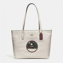 Load image into Gallery viewer, Coach x Disney 38691 City Zip Tote in Pebbled Leather, Minnie Mouse Patch, Chalk
