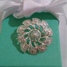 Load image into Gallery viewer, Sterling Silver Floral Filigree Brooch w/ fine details
