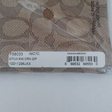 Load image into Gallery viewer, Coach Outline Signature Corner Zip Wristlet F58033 Khaki/Brown