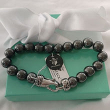 Load image into Gallery viewer, Mens Blackjack Genuine Hematite Stainless Steel Beaded Bracelet