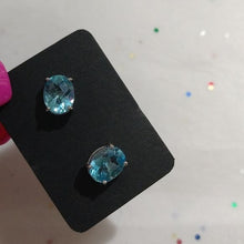 Load image into Gallery viewer, Large Blue Topaz 925 Stud Earrings