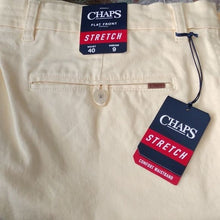 Load image into Gallery viewer, Chaps Men’s Flat Front Stretch Shorts Yellow 100% Cotton Washed Twill Chino, 40"