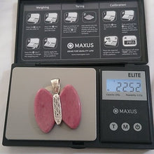 Load image into Gallery viewer, Vintage Carolyn Pollack Relios Butterfly Pendant Sterling Silver & Rhodochrosite