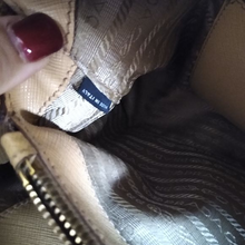 Load image into Gallery viewer, Authentic Prada Saffiano Lux Promenade Top Handle Satchel Bag in Cameo Beige