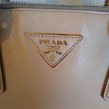 Load image into Gallery viewer, Authentic Prada Saffiano Lux Promenade Top Handle Satchel Bag in Cameo Beige