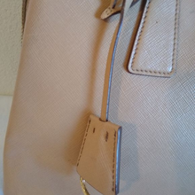 Load image into Gallery viewer, Authentic Prada Saffiano Lux Promenade Top Handle Satchel Bag in Cameo Beige