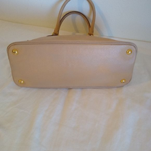 Load image into Gallery viewer, Authentic Prada Saffiano Lux Promenade Top Handle Satchel Bag in Cameo Beige