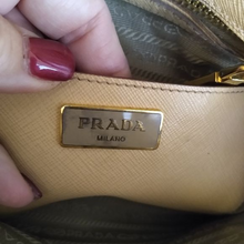 Load image into Gallery viewer, Authentic Prada Saffiano Lux Promenade Top Handle Satchel Bag in Cameo Beige
