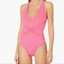 Load image into Gallery viewer, La Blanca Standard Island Goddess Drape Twist Belt Front 1 pcSwimsuit, Ginger, 6