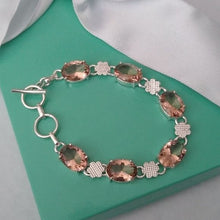 Load image into Gallery viewer, Morganite + Sterling Silver Chain Toggle Bracelet, up to 8"