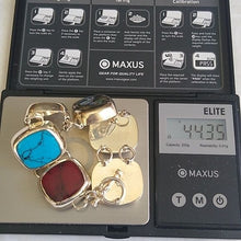 Load image into Gallery viewer, Sterling Silver, Sugilite, Jasper, Abalone + Turquoise Link Bracelet, 6.5"